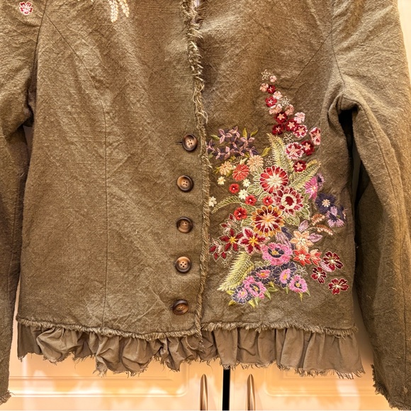 Sundance Womens Tonala Olive Fringed Embroidered Lined Jacket NWOT S/M* Boho - Picture 4 of 8